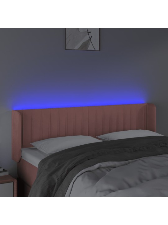 LED-voodipeats, roosa, 147x16x78/88 cm, samet