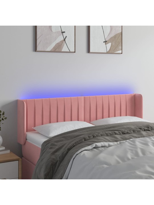LED-voodipeats, roosa, 147x16x78/88 cm, samet