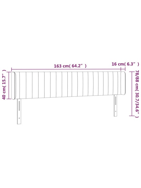 LED-voodipeats, helehall, 163x16x78/88 cm, samet