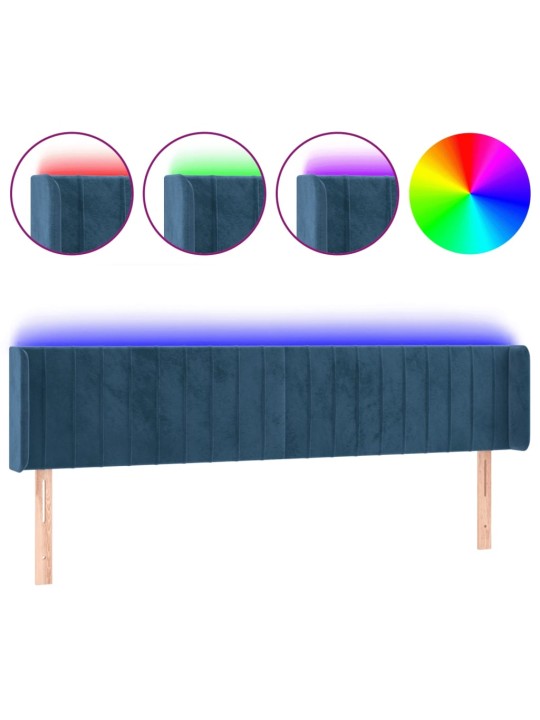 LED-voodipeats, tumesinine, 163x16x78/88 cm, samet