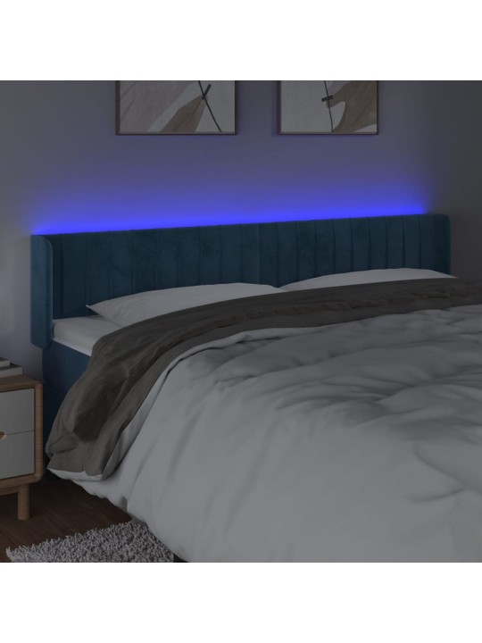 LED-voodipeats, tumesinine, 163x16x78/88 cm, samet