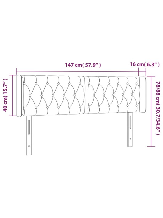 LED-voodipeats, tumehall, 147x16x78/88 cm, kangas