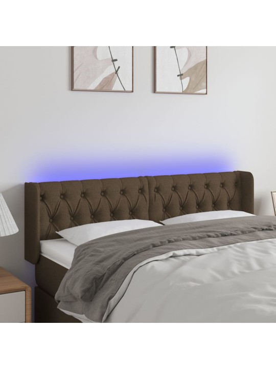LED-voodipeats, tumepruun, 163x16x78/88 cm, kangas