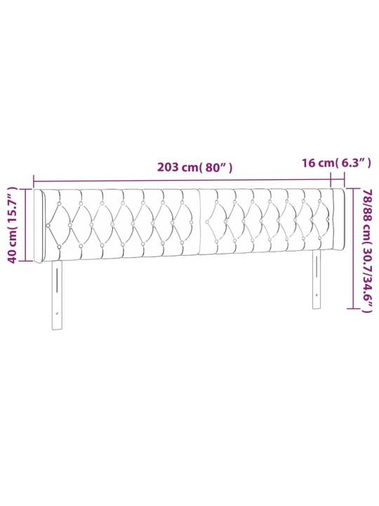 LED-voodipeats, must, 203x16x78/88 cm, kangas