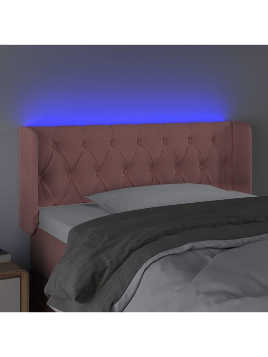 LED-voodipeats, roosa, 103x16x78/88 cm, samet