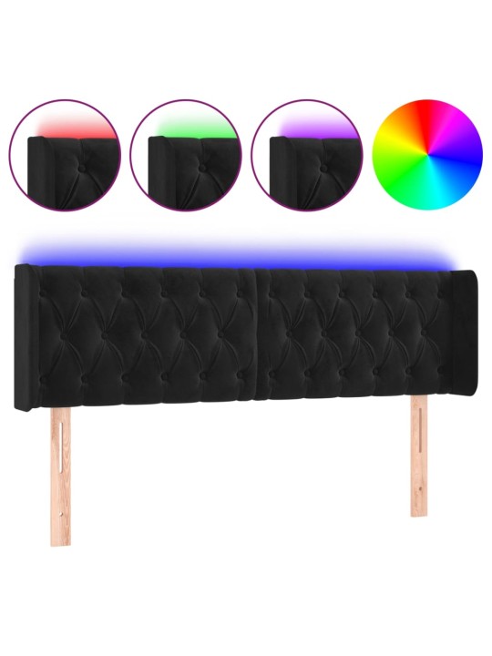 LED-voodipeats, must, 147x16x78/88 cm, samet