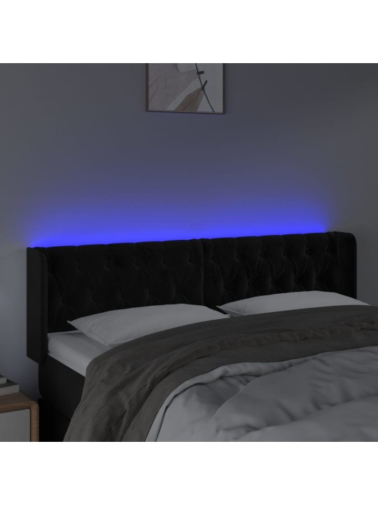 LED-voodipeats, must, 147x16x78/88 cm, samet
