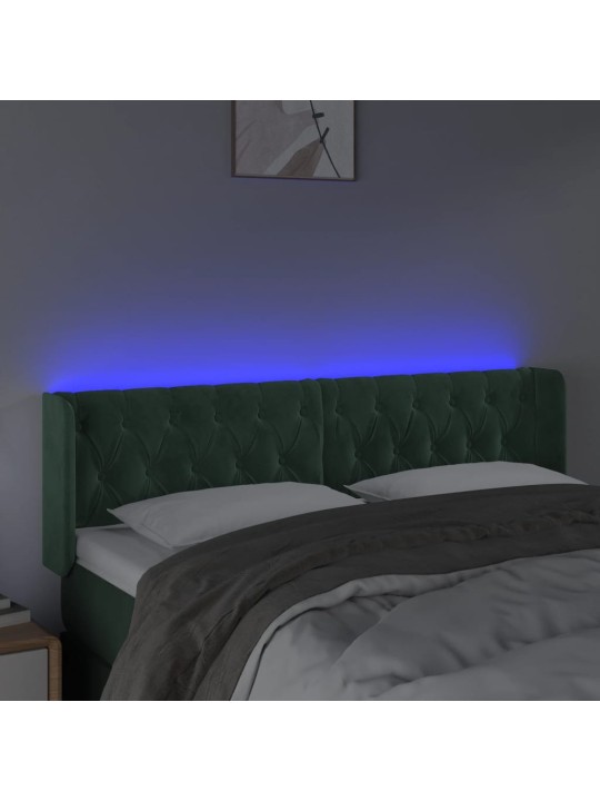 LED-voodipeats, tumeroheline, 163x16x78/88 cm, samet
