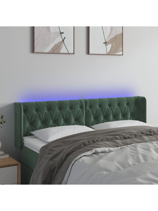 LED-voodipeats, tumeroheline, 163x16x78/88 cm, samet