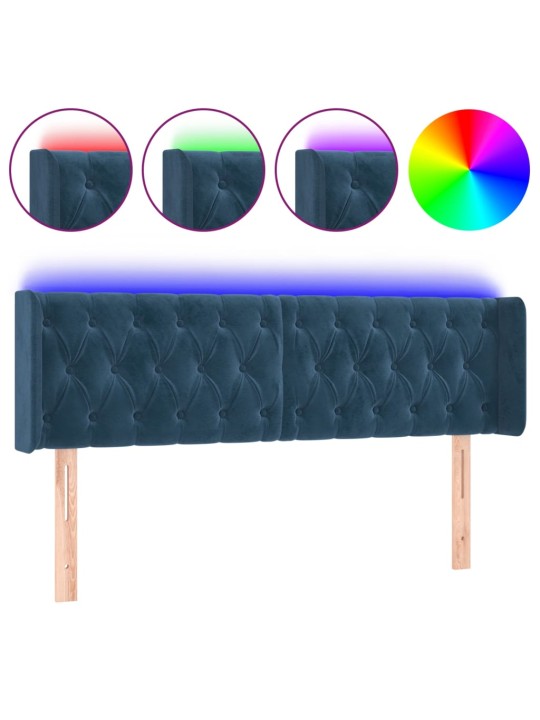 LED-voodipeats, tumesinine, 163x16x78/88 cm, samet