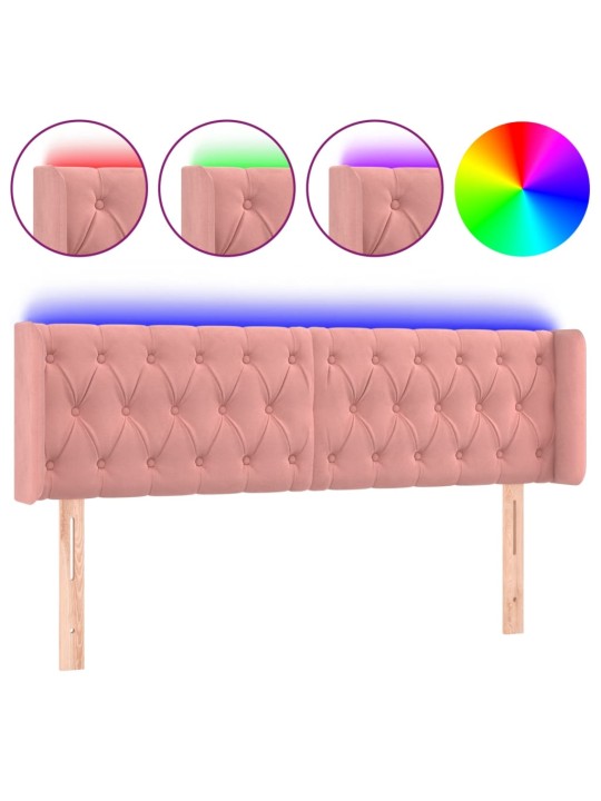 LED-voodipeats, roosa, 163x16x78/88 cm, samet