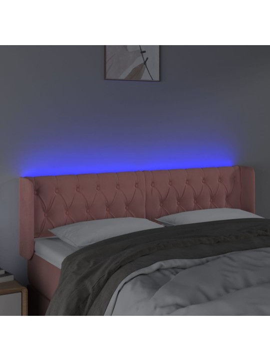 LED-voodipeats, roosa, 163x16x78/88 cm, samet