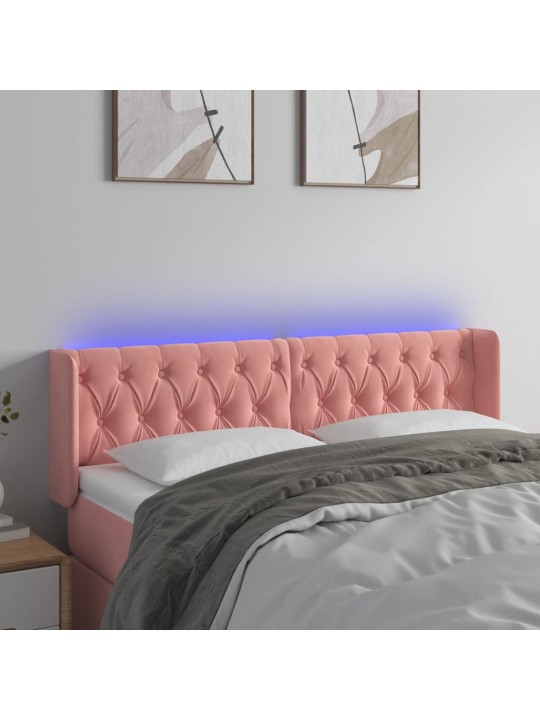LED-voodipeats, roosa, 163x16x78/88 cm, samet