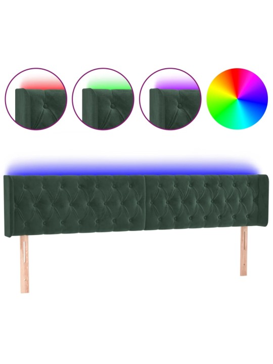LED-voodipeats, tumeroheline, 203x16x78/88 cm, samet