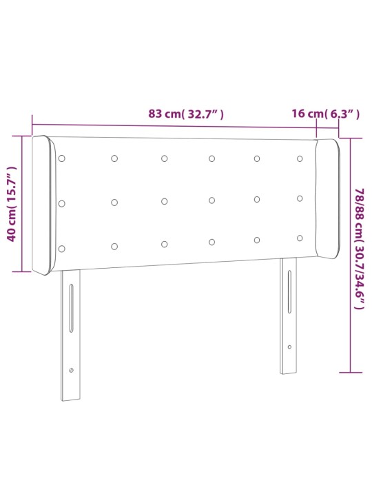 Led-voodipeats, must, 83x16x78/88 cm, kangas