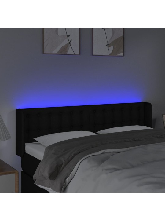 Led-voodipeats, must, 147x16x78/88 cm, kangas