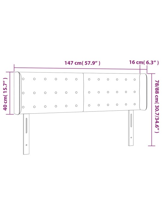 Led-voodipeats, must, 147x16x78/88 cm, kangas