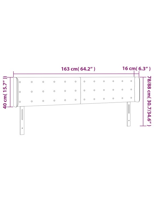 LED-voodipeats, helehall, 163x16x78/88 cm, kangas