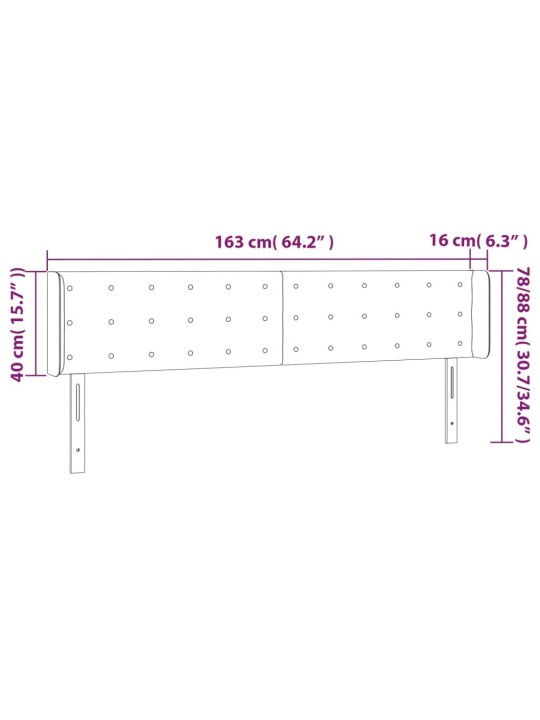 LED-voodipeats, tumehall, 163x16x78/88 cm, kangas