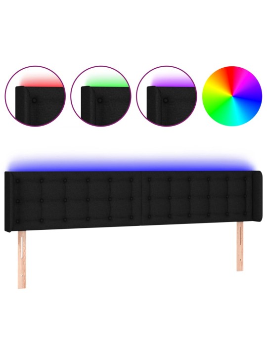 Led-voodipeats, must, 203x16x78/88 cm, kangas