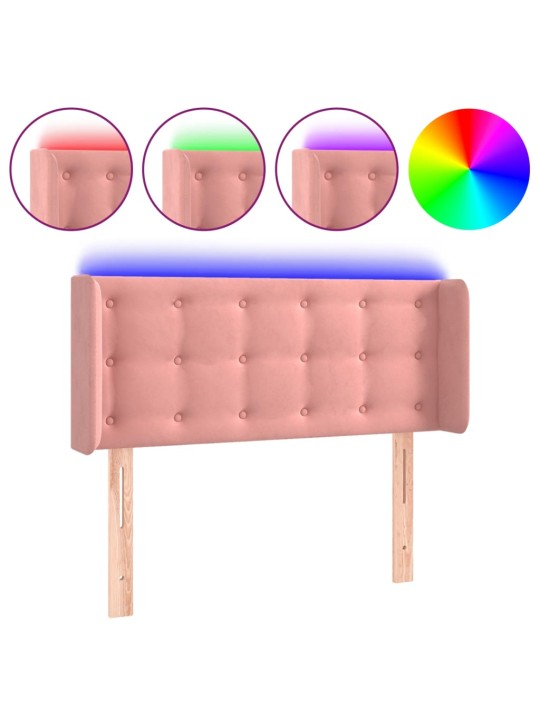 LED-voodipeats, roosa, 93x16x78/88 cm, samet