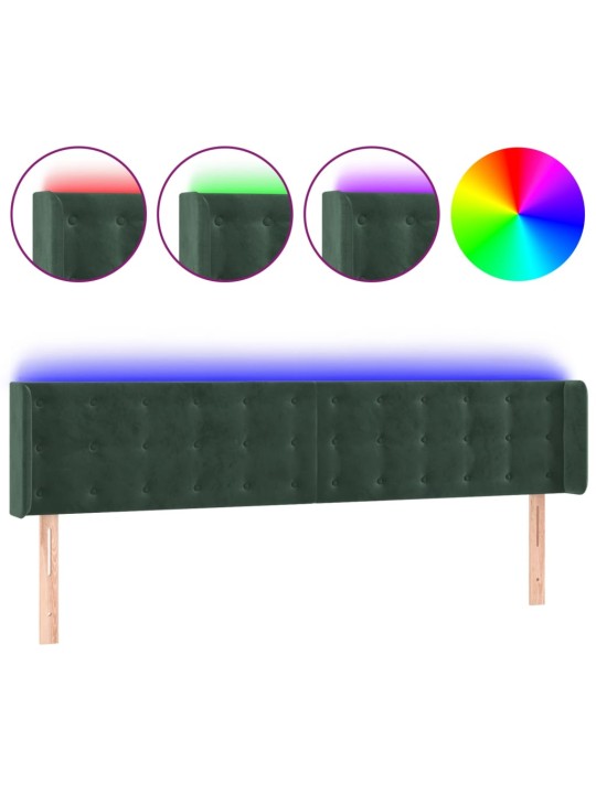 LED-voodipeats, tumeroheline, 163x16x78/88 cm, samet