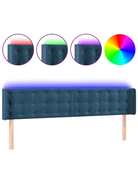 LED-voodipeats, tumesinine, 163x16x78/88 cm, samet