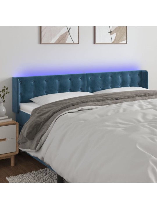 LED-voodipeats, tumesinine, 163x16x78/88 cm, samet
