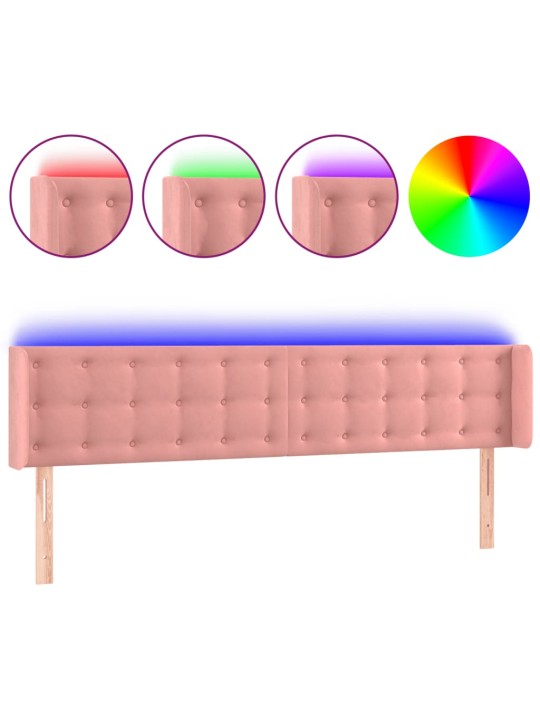 LED-voodipeats, roosa, 163x16x78/88 cm, samet