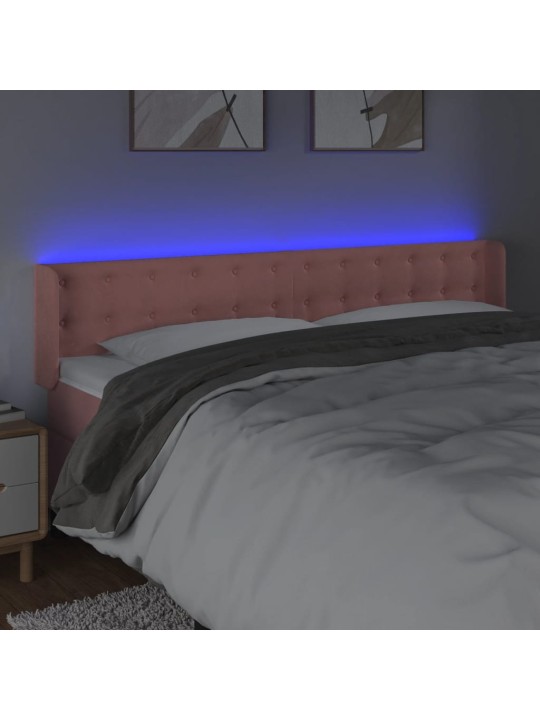 LED-voodipeats, roosa, 163x16x78/88 cm, samet
