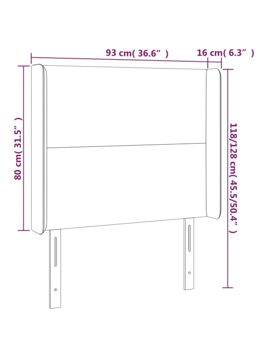 Led-voodipeats, helehall, 93x16x118/128 cm, kangas