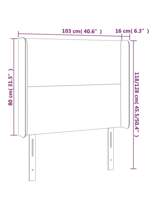 LED-voodipeats, tumehall, 103x16x118/128 cm, kangas