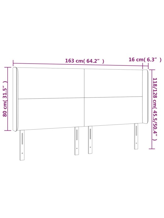 Led-voodipeats, helehall, 163x16x118/128 cm, kangas