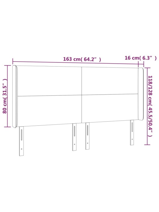 LED-voodipeats, tumepruun, 163x16x118/128 cm, kangas