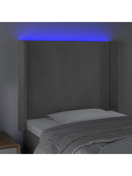 Led-voodipeats, helehall, 83x16x118/128 cm, samet