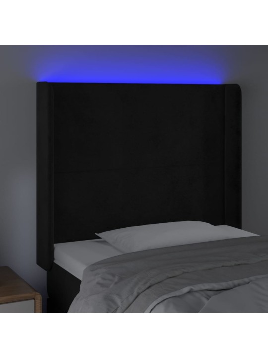 LED-voodipeats, must, 93x16x118/128 cm, samet