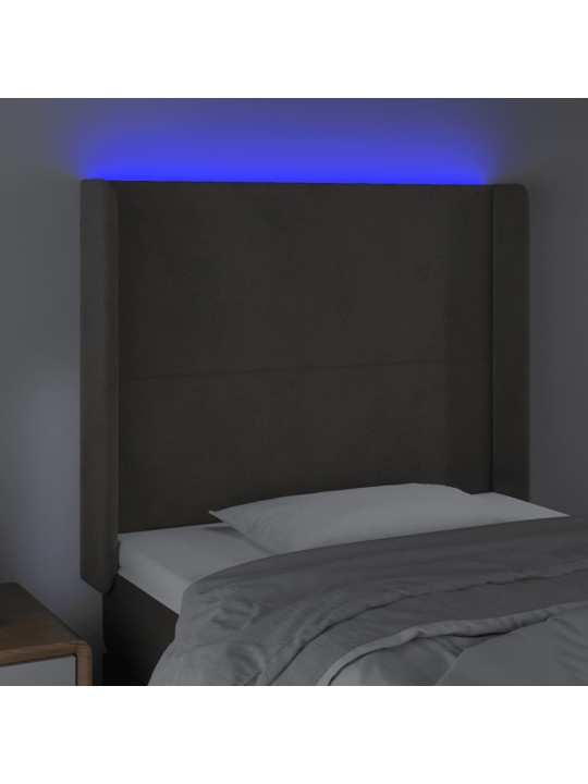 LED-voodipeats, tumehall, 103x16x118/128 cm, samet