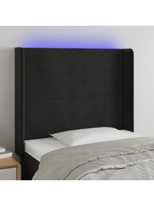 LED-voodipeats, must, 103x16x118/128 cm, samet