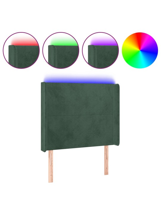 LED-voodipeats, tumeroheline, 103x16x118/128 cm, samet