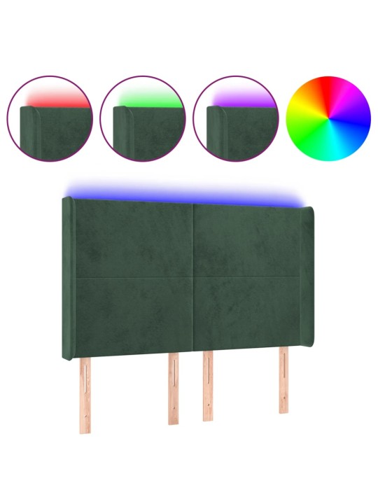 LED-voodipeats, tumeroheline, 147x16x118/128 cm, samet