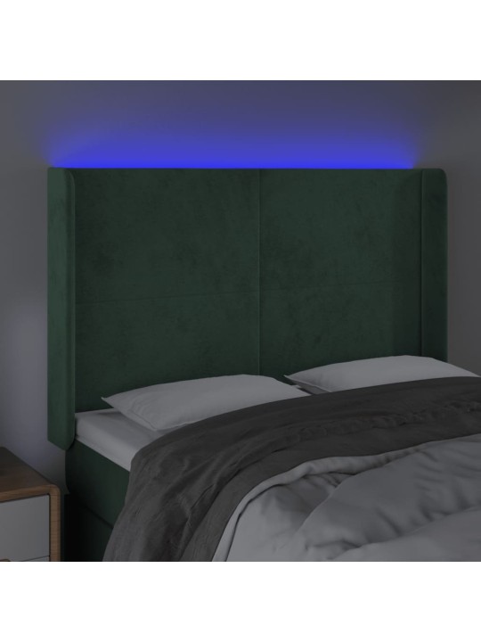 LED-voodipeats, tumeroheline, 147x16x118/128 cm, samet