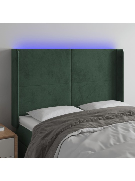 LED-voodipeats, tumeroheline, 147x16x118/128 cm, samet