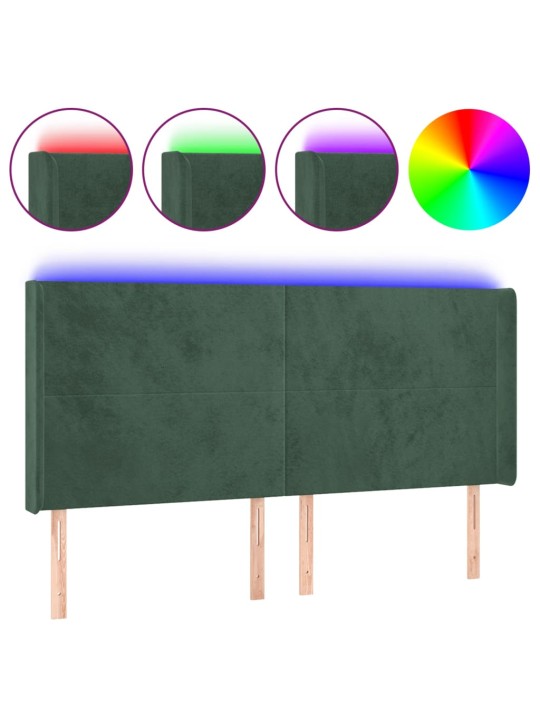 LED-voodipeats, tumeroheline, 163x16x118/128 cm, samet