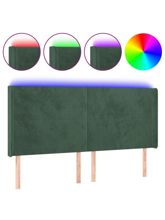 LED-voodipeats, tumeroheline, 183x16x118/128 cm, samet