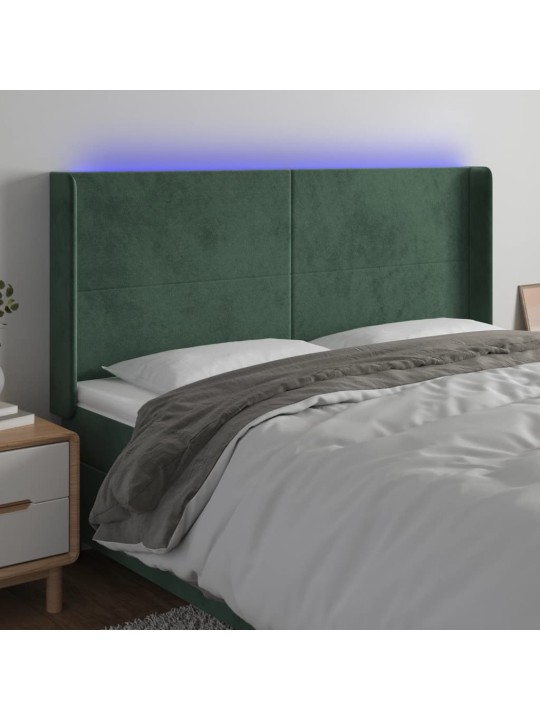 LED-voodipeats, tumeroheline, 183x16x118/128 cm, samet
