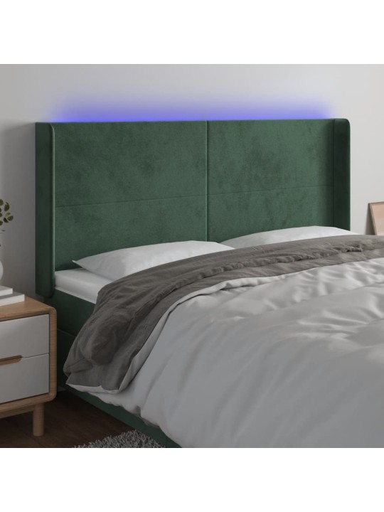 LED-voodipeats, tumeroheline, 203x16x118/128 cm, samet