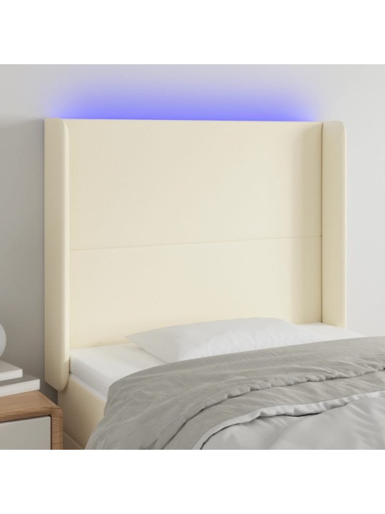 LED-voodipeats, kreemjas, 93x16x118/128 cm, kunstnahk