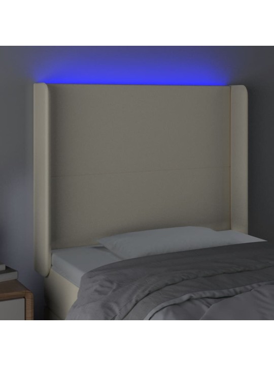 LED-voodipeats, kreemjas, 103x16x118/128 cm, kunstnahk
