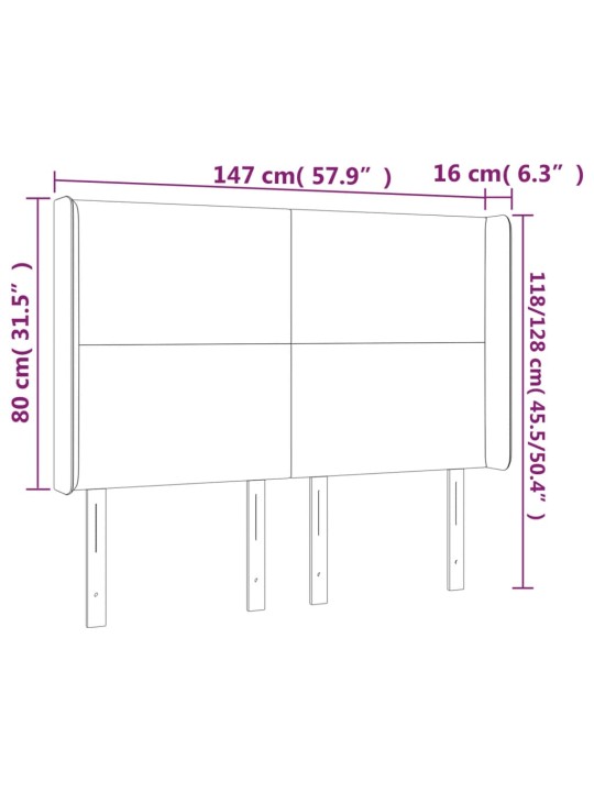 LED-voodipeats, cappuccino, 147x16x118/128 cm, kunstnahk