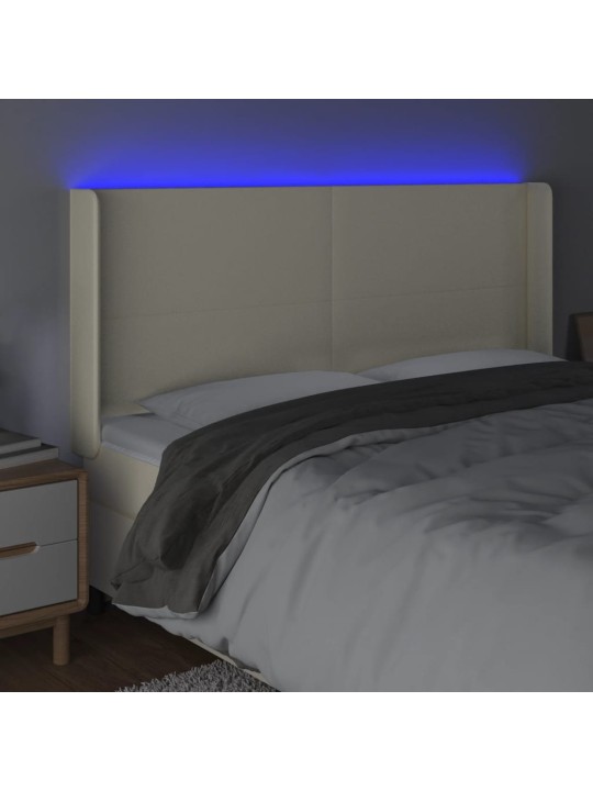 LED-voodipeats, kreemjas, 163x16x118/128 cm, kunstnahk
